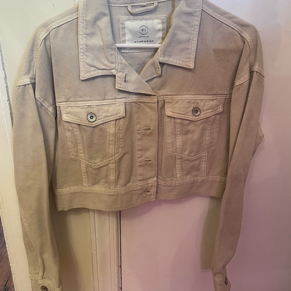 Cotton On Tan Cropped Jean Jacket Relaxed Fit